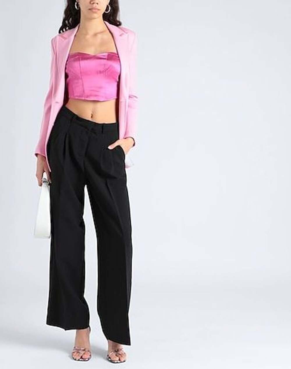 Meshki Pink Satin Strapless Bustier Crop Top
